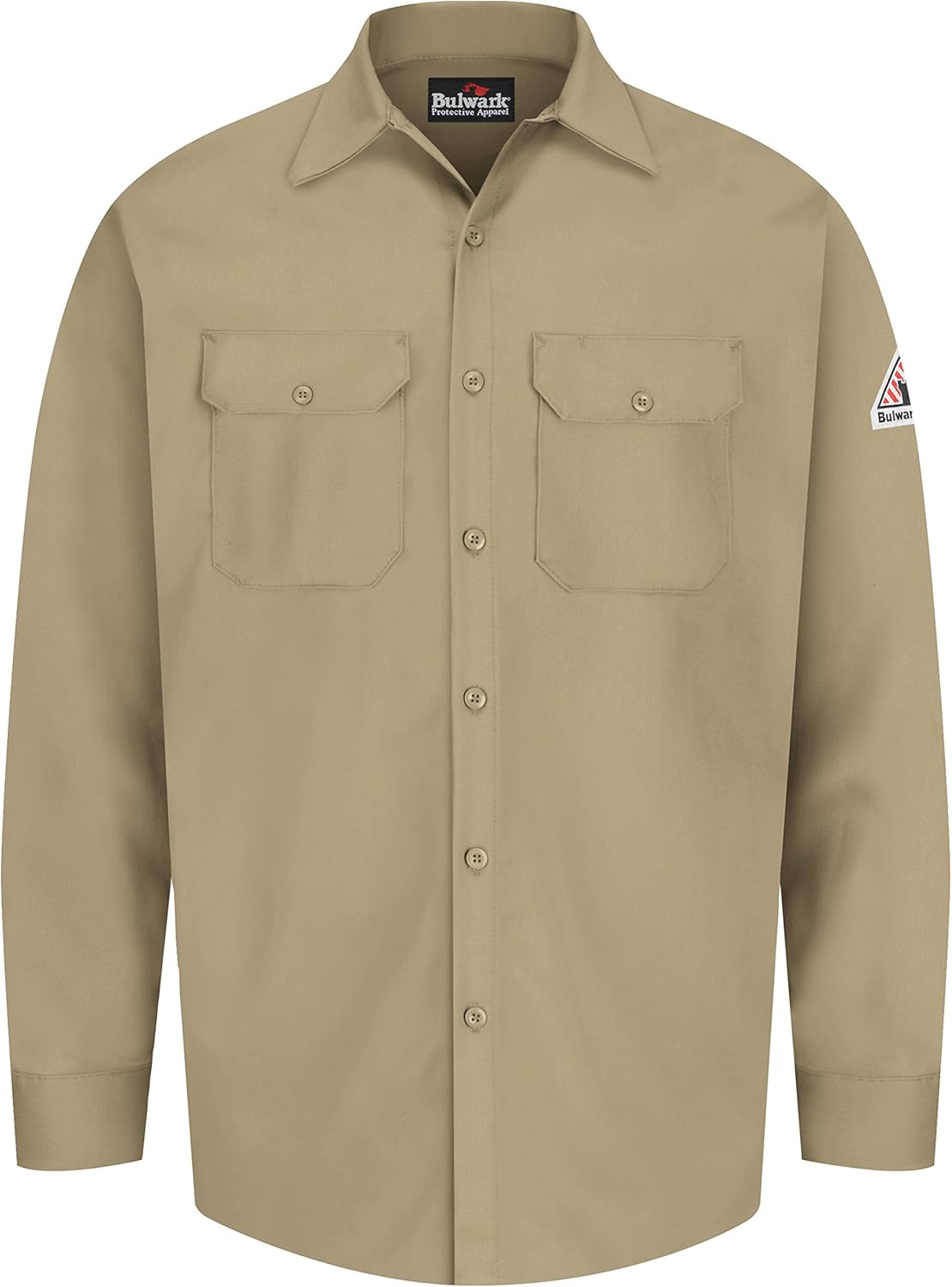 Bulwark Men's Flame Resistant 7 Oz Cotton Work Shirt with Sleeve Vent: Clothing