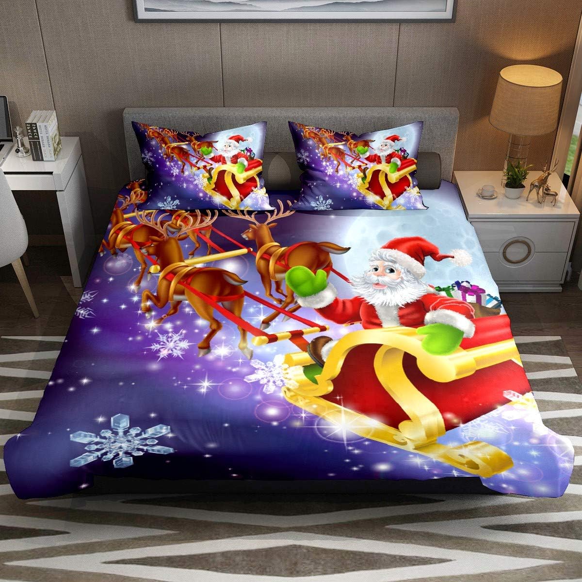 AllSeason Christmas Cartoon Santa Claus Bedding Coverlet 3