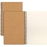 LABUK 2pcs Blank Journal Notebook Unlined Spiral Notebook, A5 Soft Cover Sketch Book Drawing Book Diary Memo Notepads, 100 Pa