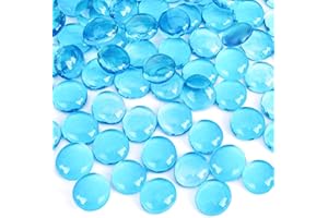DomeStar 1LB Flat Glass Marbles, Light Blue Decorative Marbles for Vases Aquarium Pebbles Fish Tank Rocks Vase Fillers DIY Crafts Table Scatter Decor