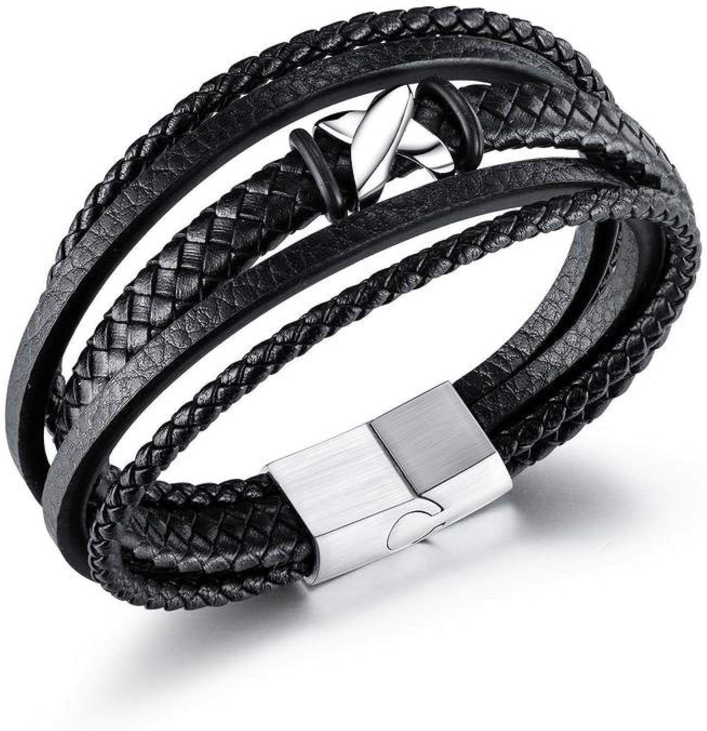 2Pcs/ Men's Bracelet, Accessory Braided Multilayer Leather Bracelet