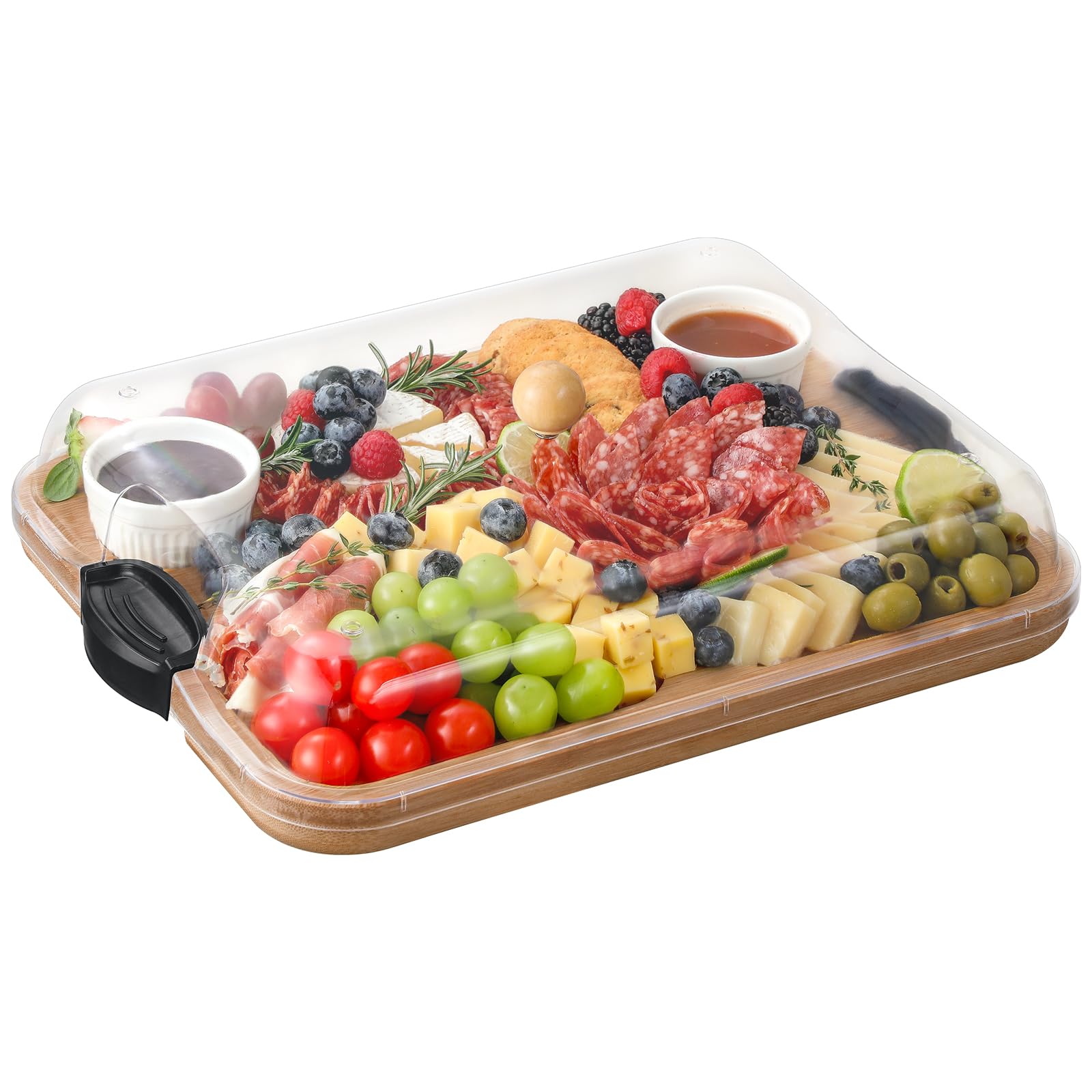 Photo 1 of *MISSING TOP* Charcuterie Boards with Lid, Bamboo Cheese Board Set with Compartments and Locking Lid with Handles, Charcuterie Board Accessories - House Warming Gifts New Home, Bridal Shower Gifts, Wedding Gifts