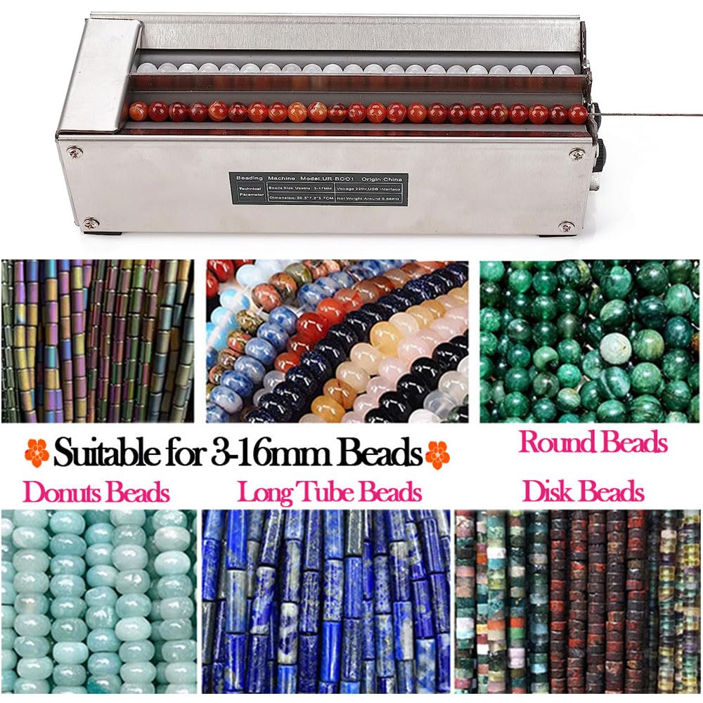 Stainless Steel Beading Machine Spinner for Jewelry Making Supplies,Fast Beading Tool Spinner for Bracelet DIY, 2 Channels and 3 Speed Adjustable