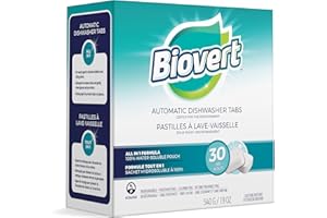 Biovert Dishwasher Pods, Biodegradable & ECOLOGO Certified, Plant-Based Formula, Powerful Grease & Residue Removal, Pre-Measu