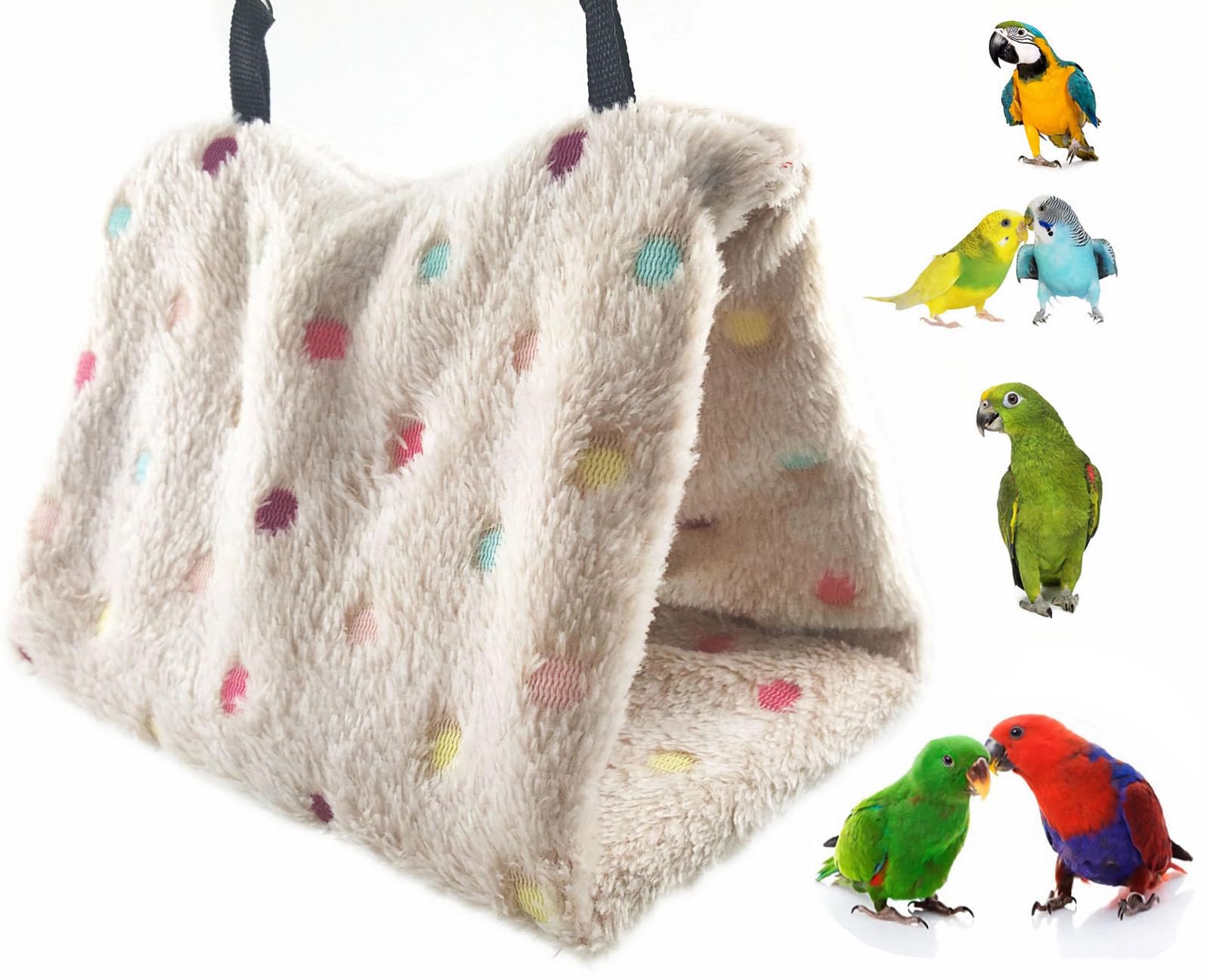 Winter Warm Bird Nest House,Hanging Hammock Finch Cage Plush Fluffy Birds Hut Hideaway,Bird Hanging Bed Finch Cage Toy for Hamster Parrot Macaw Budgies Parakeet Cockatiels Cockatoo Lovebird