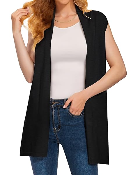 BIFFXEU BLACK SWEATER VEST FOR WOMEN KNIT SLEEVELESS CARDIGANS FALL SWEATER CARDIGAN VESTS XL