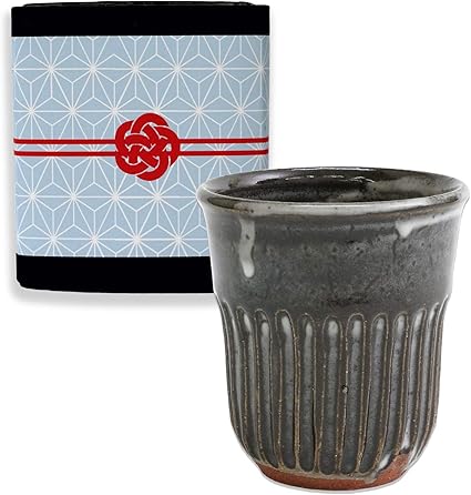 Amazon 誕生日 プレゼント ギフト 唐津焼 湯呑み 持ちやすい ギフト包装済み 蛇蝎唐津 職人手作り 陶器 青 菅ノ谷窯 湯呑み 通販