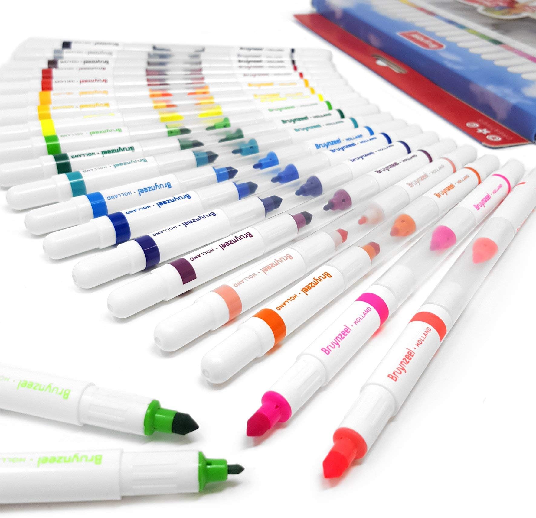 Bruynzeel Twin Point Fibre Tip Felt Tips - Double Tip Markers - Box of 20 = 40 Pens