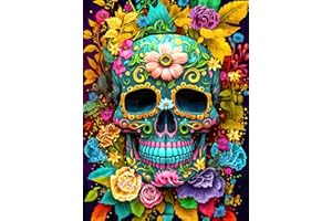 Zythron DIY Skull Diamond Painting Kits for Adults, Skull Diamond Art Full Round Drill 5D Full Drill Diamond Art Kits,Gem Art Craft Home Wall Decor 12x16 Inch