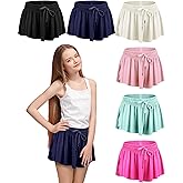 Didaey 6 Pack Girls Flowy Shorts 2 in 1 Kids Butterfly Shorts with Pocket Youth Sports Skirts for Teen Running Fitness Yoga