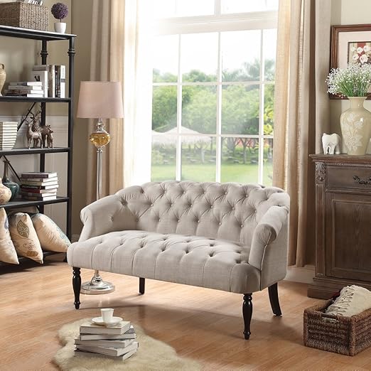 Amazon Com Rosevera Garner Chesterfield Settee Loveseat Gray