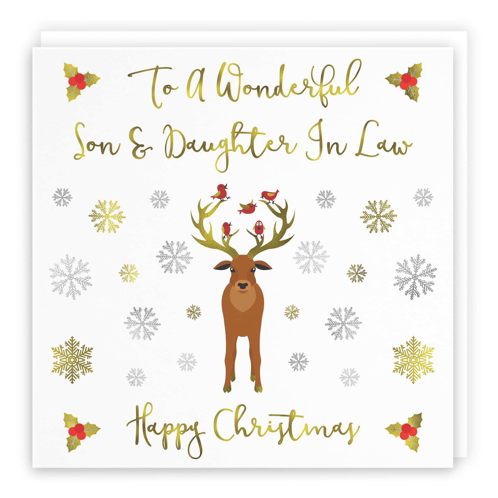 Hunts England - Son And Daughter In Law Christmas Card - To A Wonderful Son & Daughter In Law - Happy Christmas - Xmas - Milano Collection