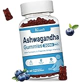 Vazatisi Ashwagandha Gummies for Women & Men, Ashwagandha Supplements for Calm Mood & Increased Energy, Non-GMO, Gluten-Free, Vegan 60ct