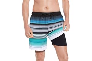 MILANKERR Men Swim Trunks 7" Swim Shorts Bathing Suit with Compression Liner Stretch No Chafed 18-21" Length
