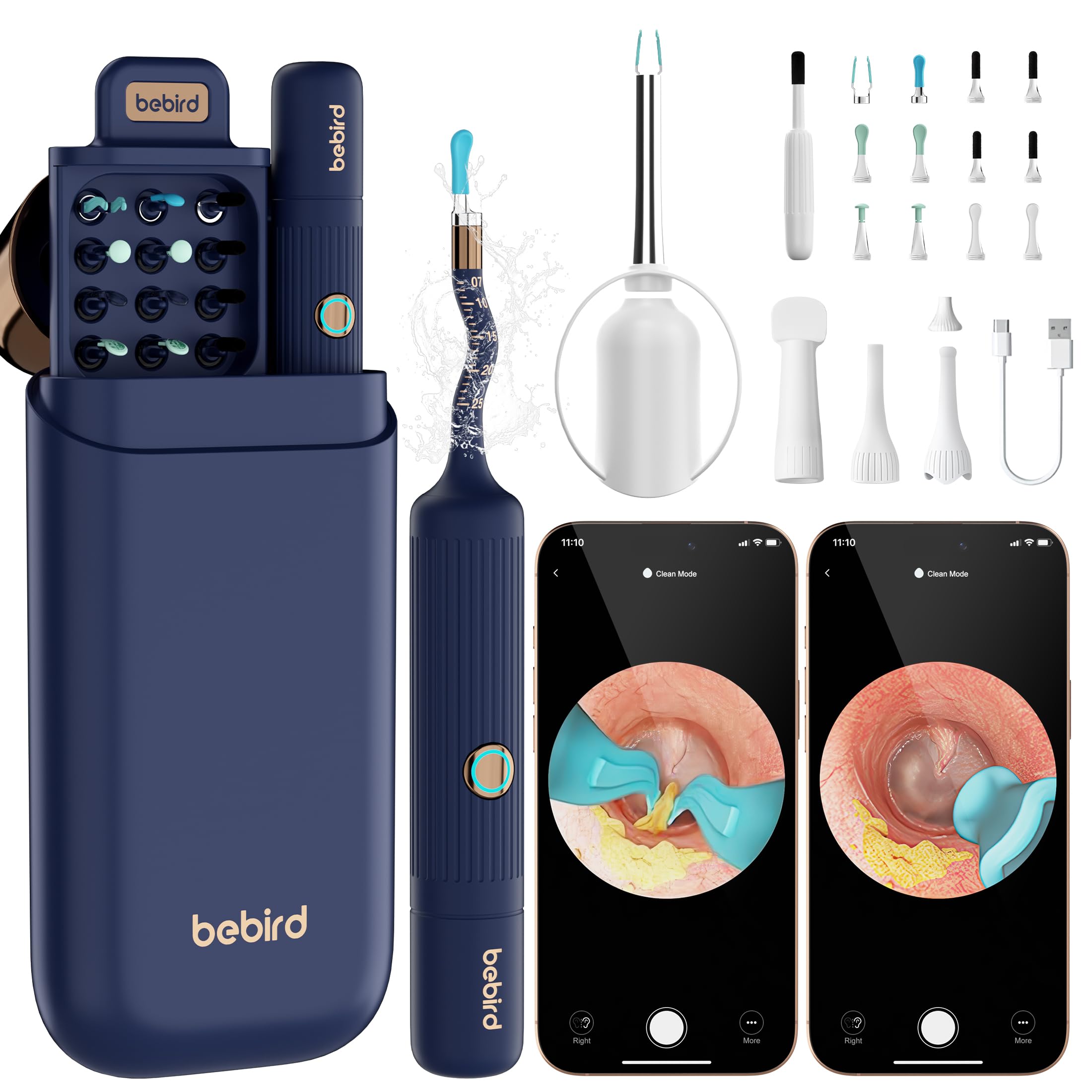 Photo 1 of BEBIRD Earsight Plus Ear Wax Removal Tool Camera with HD Visual Otoscope, Smart WiFi Earwax Cleaner Kit, Safe Silicone Flexible Scoops & Tweezers Tools for Adults & Kids (Blue)