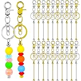 80 Pcs Beadable Keychains Bulk Kit – DIY Keychain Making Supplies with Metal Blanks for Crafts, Jewelry, Charms, Custom Projects – Blank Chain Bars for Beaded Keychain Design (Gold + Silver)