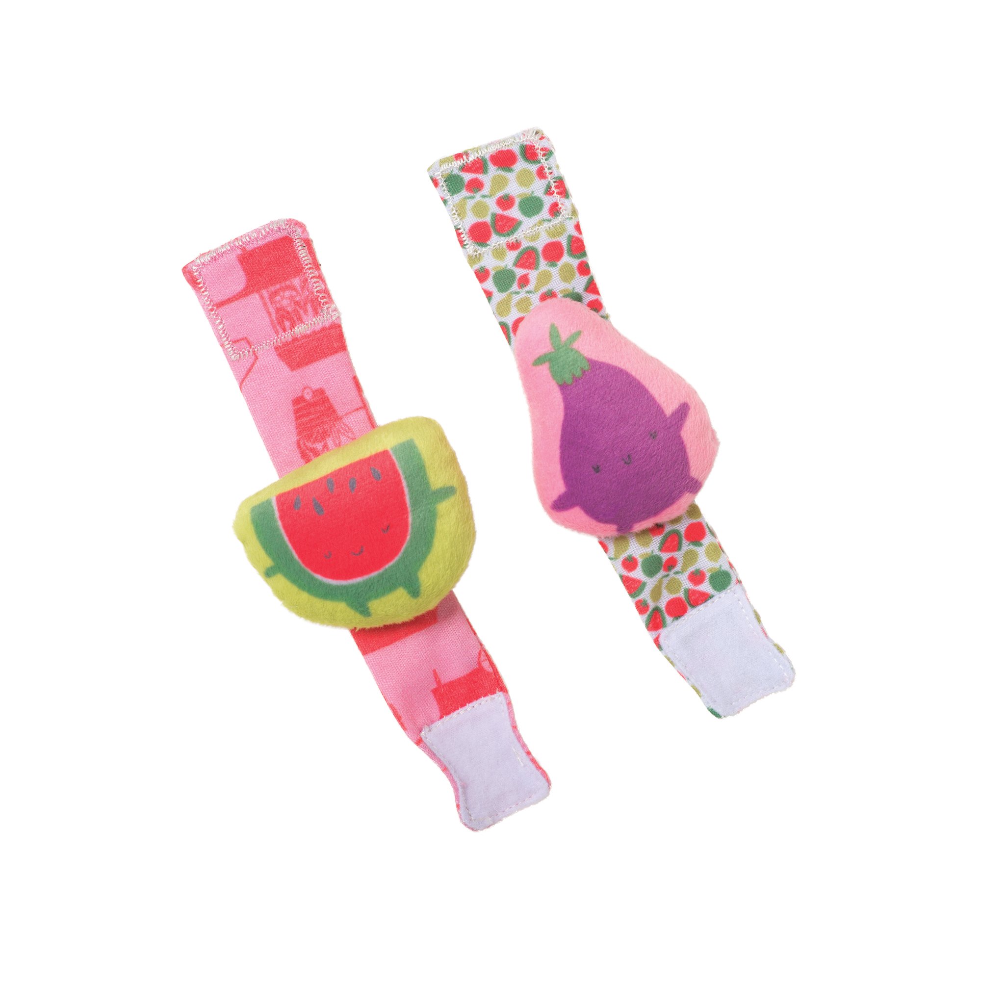 Manhattan Toy Farmer's Market Watermelon & Eggplant Wrist & Ankle Baby Rattle Set