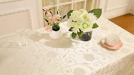 Amazon テーブルクロス クリーム色 テーブルカバー 田園風 花柄 模様 クリスマス 厚手 撥水 拭きやすい 飾り布 多用途 クリーム色 1 160cm テーブルクロス オンライン通販