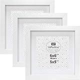 YiPinYin 6x6 Inch White Picture Frames Set of 3 with Mount 5x5
