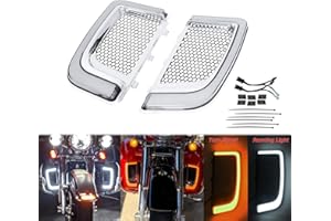 HDBUBALUS Engine Guard Lowers Grills Leg Fairing LED Turn Signal Light Running Light Compatible with Harley Touring Street Gl