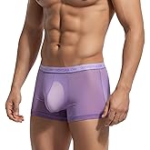 YINYOUYU Mens Sexy Ice Silk Underwear See Through Boxers Super Thin Sheer Trunk Bulge Pouch Boxer Briefs