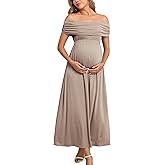 Off The Shoulder Maxi Maternity Dress for Photoshoot Baby Shower Sleeveless Casual Long Dresses