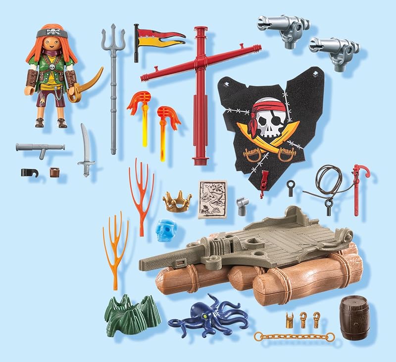 | Piratas | Recuperação de Tesouros na Jangada Pirata | Brinquedo Pirata | Figura Pirata | Brinquedo para rapazes e raparigas a partir dos 4 anos | 71794