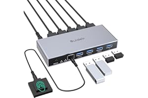 SUIDEK HDMI KVM Switch 1 Monitor 2 Computers, 4K@60Hz USB 3.0 KVM Switcher with 4 USB Ports for 2 Computers Share Keyboard Mo