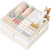 Criusia Drawer Organizer Clothes, 10 Pack Dresser Organizer for Baby Clothes, Underwear, Sock- Foldable Closet Organization and Storage Dividers Bins for Nursery, Bedroom (Beige)