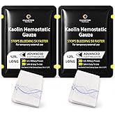 Advanced Koalin Hemostatic Gauze for Blood Clotting &amp; Wound Packing - 2 PK | Quick Blood Clot wound packing, stops bleeding up to 5X faster, flexible gauze, emergency first aid, survival-ready