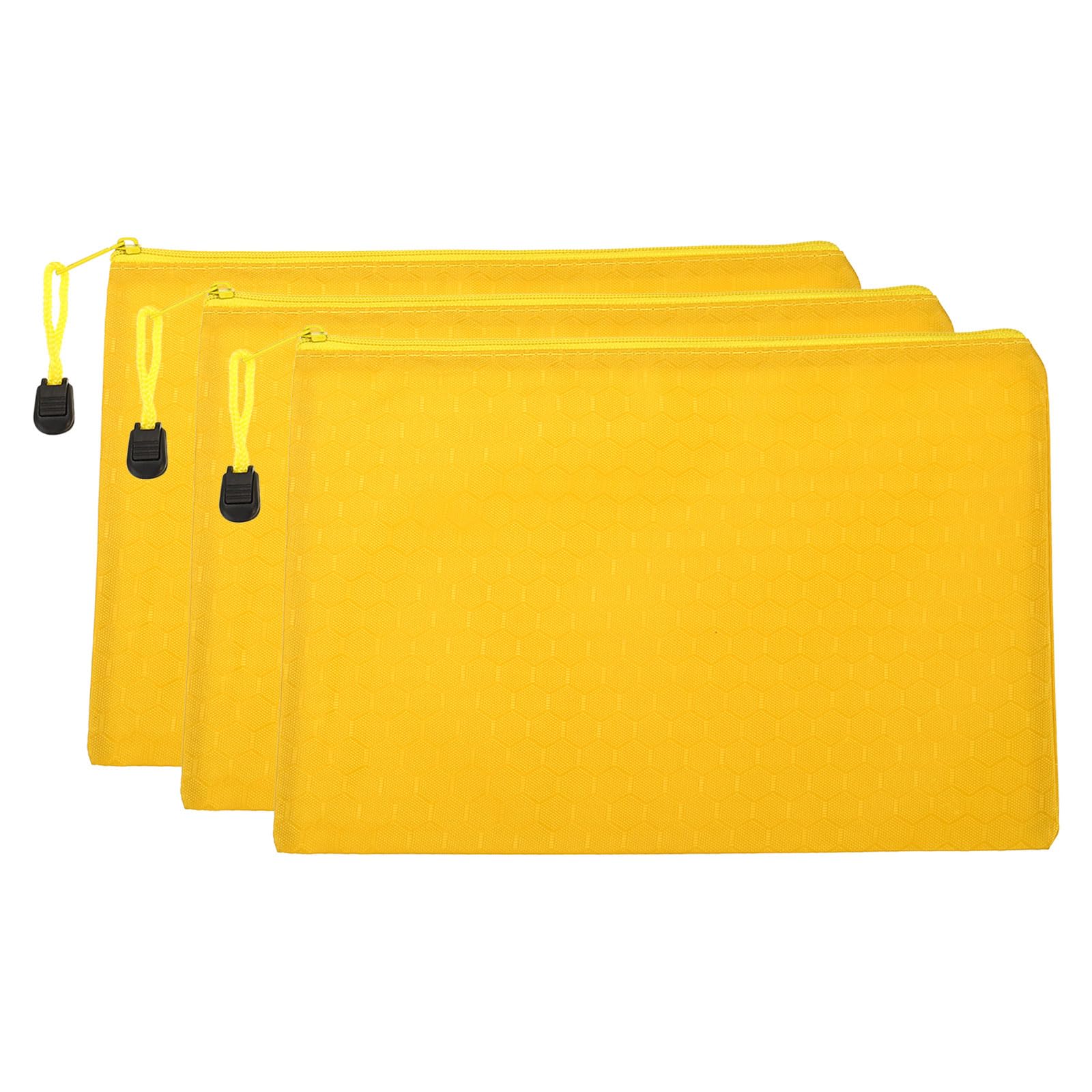 PATIKIL Waterproof Zipper File Bags, 3 Pack A5 Document Holders Pencil Pouch for Office, Yellow