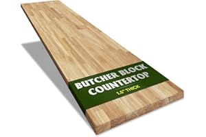 KAVBINV 8ft Solid Birch Butcher Block Countertop, Unfinished Natural Wood Table Top for DIY Kitchen Island, Home Office, Standing Desk - Scratch-Resistant, Easy Maintenance. 98 x 25 in 1.5" Thick(98"L x 25"W)