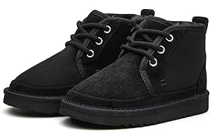 EasyStar Girls and Boys Winter Lace-Up Warm Fur Lining Ankle Boots with Side Zipper