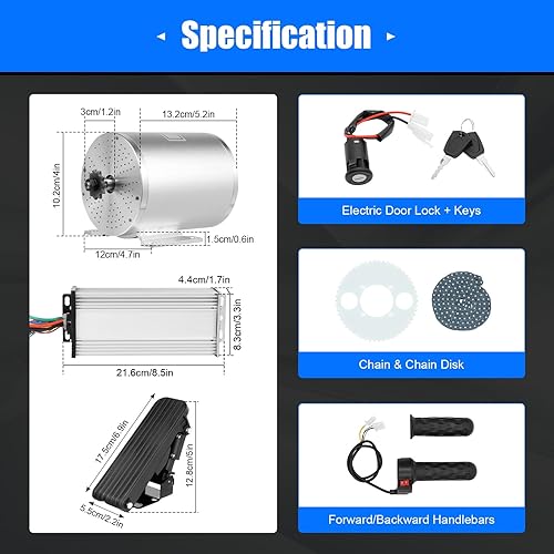 48V-72V 3000W BLDC Motor Kit, Max 6000RPM Brushless Motor with
