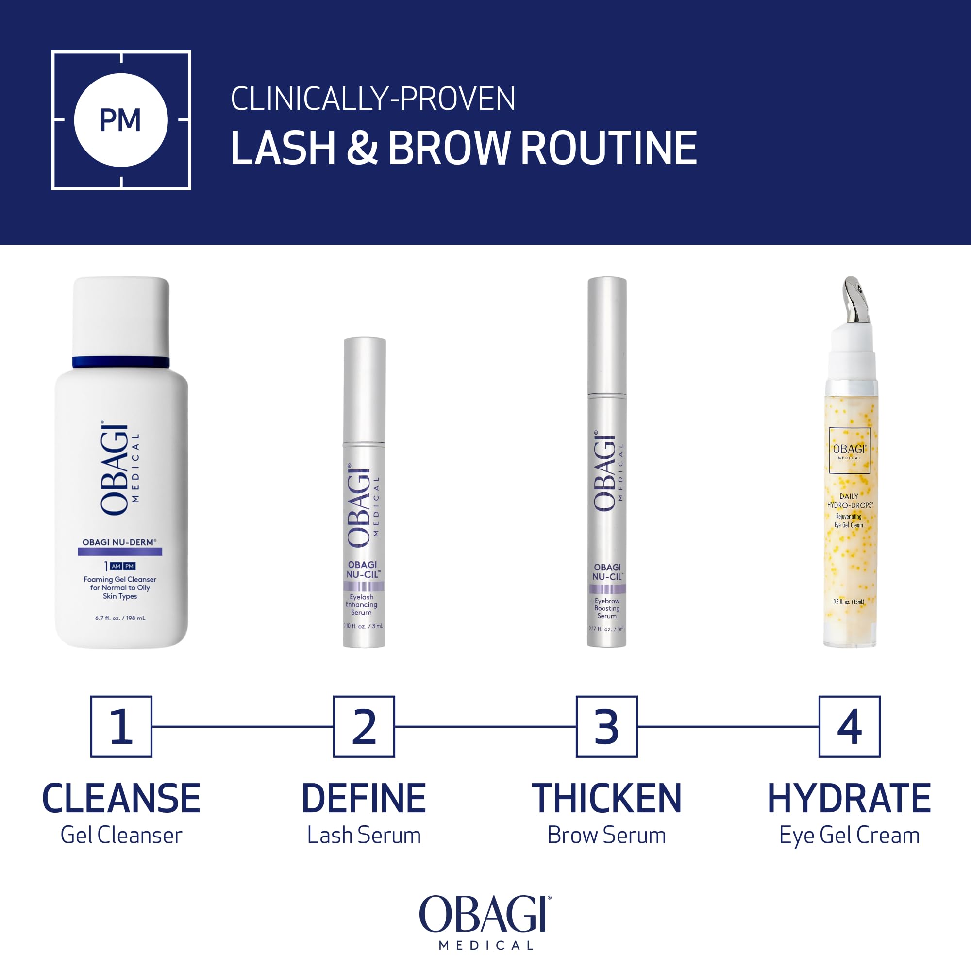 Obagi Nu-Cil Eyebrow Boosting Serum - Ultimate Eyebrow Growth Serum with Hyaluronic Acid - Dermatologist Approved for Thin, Patchy & Over-Tweezed Eyebrows - Fast Absorbing - 6ml