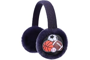 BAOPLAYKIDS Kids Knitted Earmuffs with Cute Pattern Winter Outdoor Plush Ear Muffs Ear Warmers for Girls Boys 4-16Years