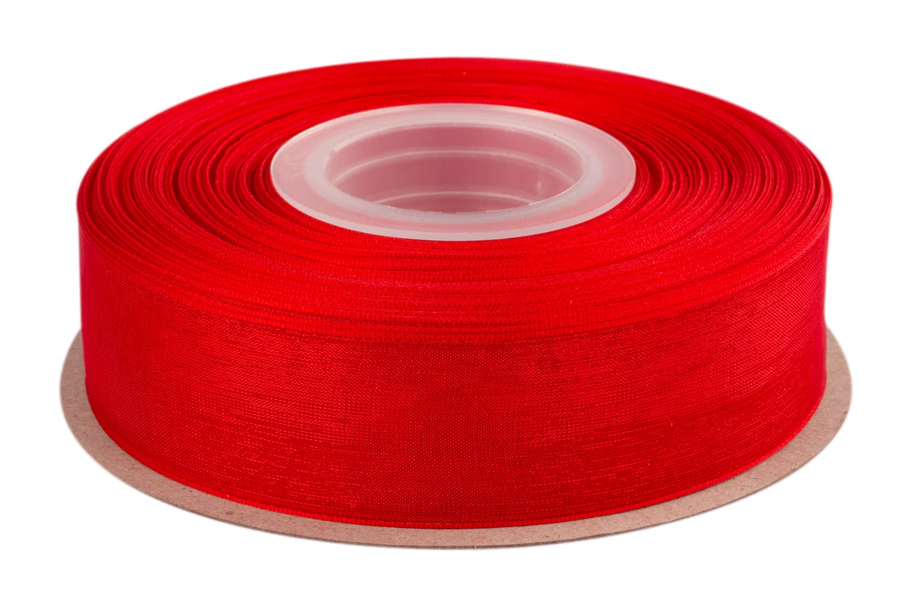 Ribbonitlux 25mm Sheer Organza Ribbon, Red Shimmer Chiffon Ribbon 45M-Roll, Ideal for Wedding Events Christmas Decaration Making Floral Bouquets DIY Crafts