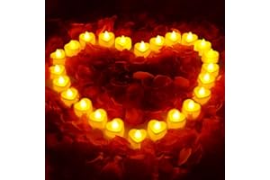 2000 Pieces Artificial Rose Petal with 24PCS Romantic Heart Candles Flameless Romantic Led Tealight Candle for Valentine's Da