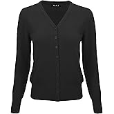 YEMAK Women's Knit Cardigan Sweater – Long Sleeve V-Neck Basic Classic Casual Button Down Knitted Soft Lightweight Top