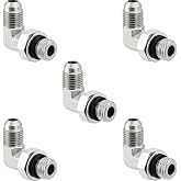 Racewill 90&deg; Elbow Hydraulic Fitting: 3/8" JIC Male x #6 SAE/ORB Male | 5 Pack Hydraulic End Adapter Connectors with Protection Cover - 6801-06-06