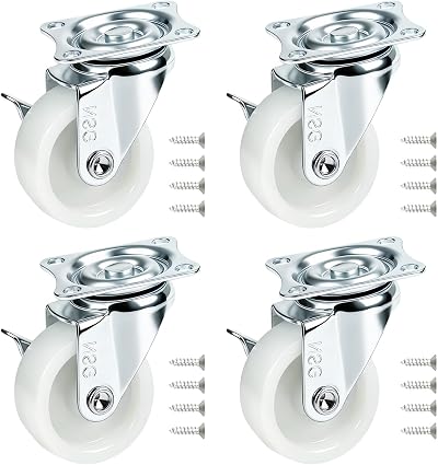 LJHOME 38mm Castor Wheels 4 Pcs Nylon Heavy Duty Swivel Casters 80kg Set