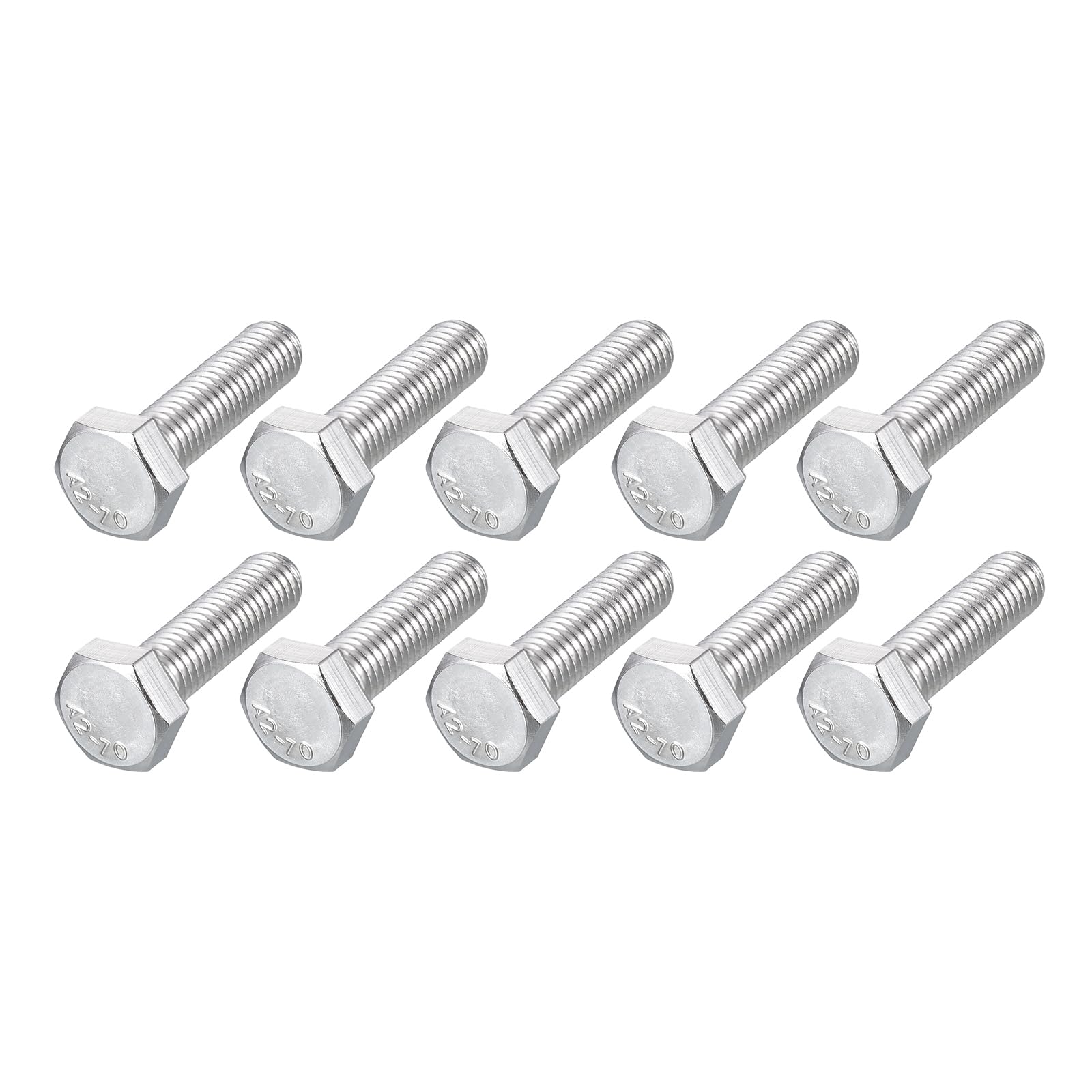 METALLIXITY Hex Bolts (M8-1.25x30mm) 20Pcs, 304 Stainless Steel Coarse Fully Threaded Hex Head Screw Bolt Machine Screws - for Furniture Repair, Silver
