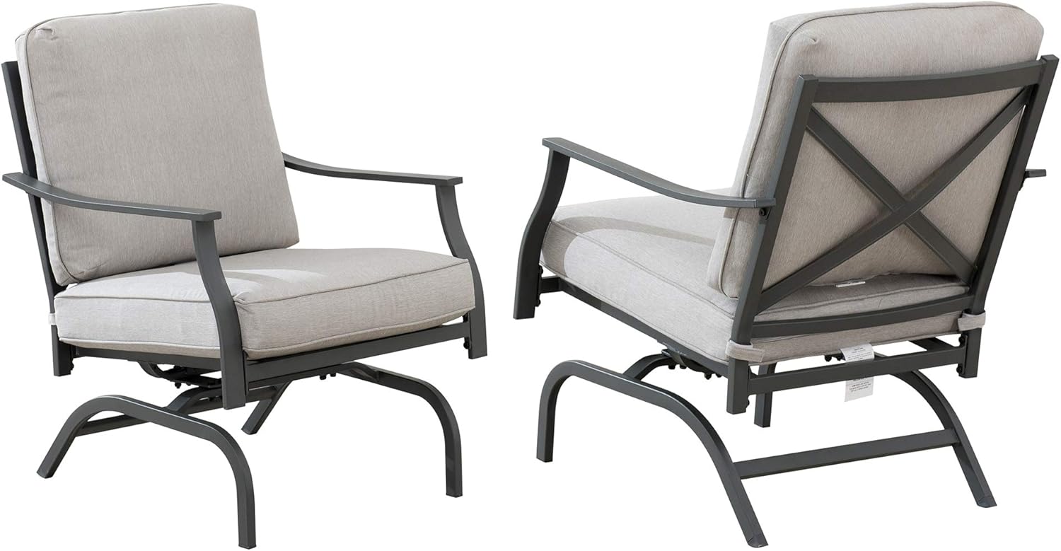  Brand - Ravenna Home Archer Steel-Framed Outdoor Patio Deep-Seat Chairs, Set of 2, 31"W, Gray : Garden & Outdoor