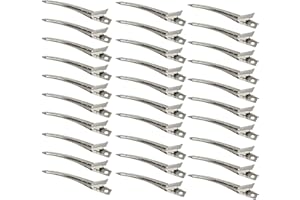 HAALII 30 Packs Hair Clips, Duck Bill Clips, Hair Coloring, Hair Clips & Barrettes, 3.5 Inches Rustproof Metal Alligator Curl Clips with Holes for Hair Styling, Silver