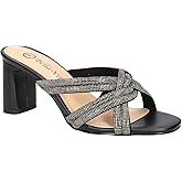 Bella Vita Womens Carmen Faux Leather Rhinestone Heels Black 8 Medium (B,M)
