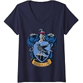 Womens Harry Potter Ravenclaw Hogwarts House Nouveau Crest V-Neck T-Shirt
