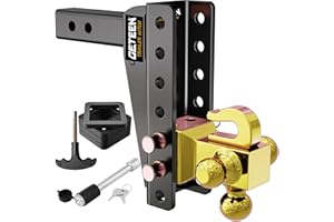 GETEEN Adjustable Trailer Hitch, Dual-Ball(2'', 2-5/16''), Drop Hitch Fits 2 .5 Inch Receiver, 8 Inch Drop Hitch, 18,500 LBS GTW, Heavy Duty Trailer Hitch for Truck, Gold