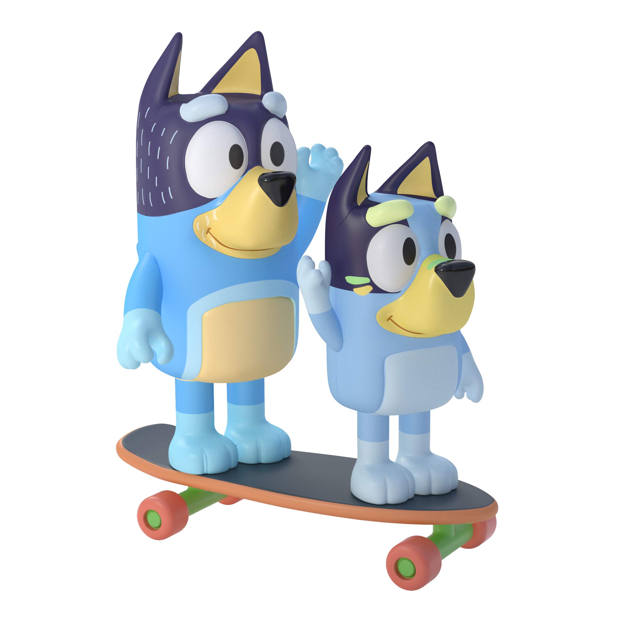 Bluey Skateboard : Coffret De 2 Figurines Articulées Avec Accessoires (6,3 Cm) Et Son Papa (8,3 Cm)