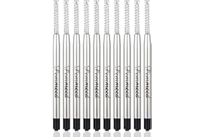 Ballpoint Pen Refills with Spring for Penneed B5/B6/B8 Pen, Parker Waterman Compatible Ballpoint Pen Refills Twist Action Medium Point 1.0mm Pack of 10(Black Ink)