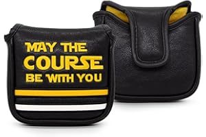 ALIENNANA Golf Headcovers Golf Club Head Covers May The Course Be with You Style Elegant Embroidery Premium Leather Driver Fairway(FW) Wood Hybrid(UT) with Number Tags, Golf Mallet Putter Cover